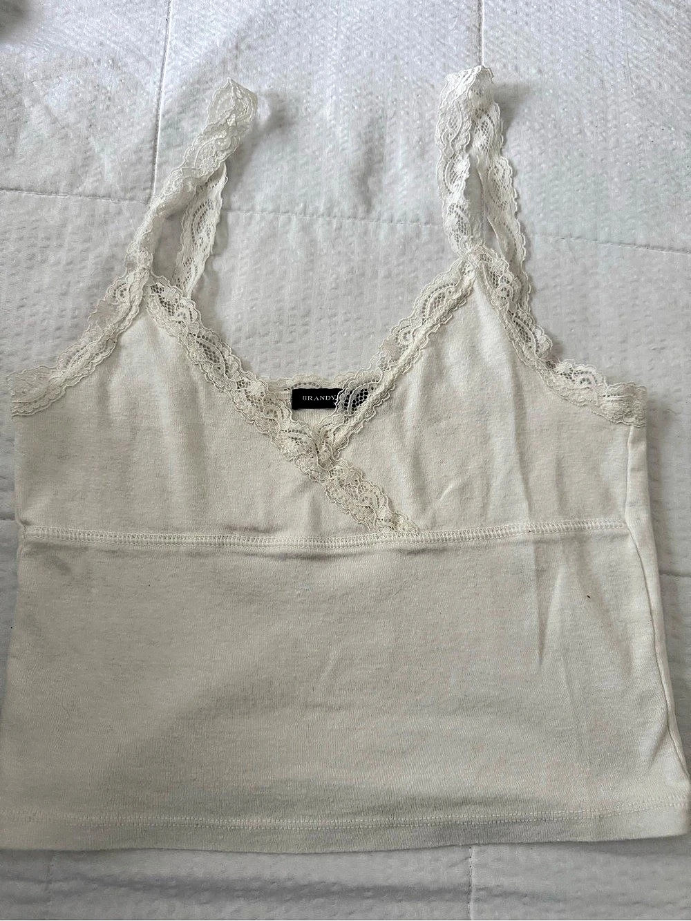 Brandy Melville Lace Trim Camisole in White Like New